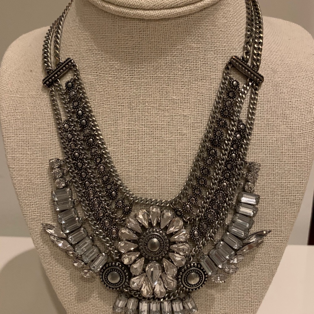 Shearling Silver Statement necklace with CZ - Picture 2 of 6